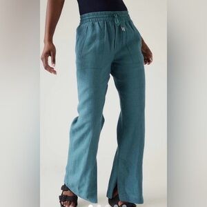 Athleta retreat high rise linen wide leg pant size 14 EUC
